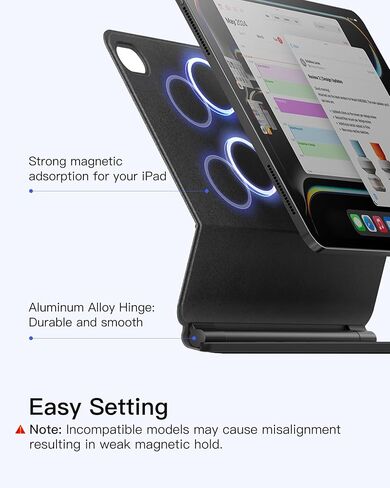 حافظة لوحة المفاتيح المغناطيسية Inateck NeoMagic لجهاز iPad الجيل العاشر 10.9 بوصة/الجيل الحادي عشر 2025 A16 مقاس 11 بوصة، حامل ناتئ عائم، إضاءة خلفية 7 ألوان، مع لوحة تتبع، لوحة مفاتيح على الطراز السحري، أسود in Kuwait