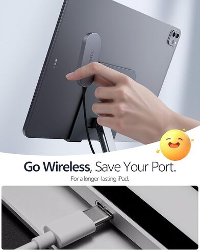 سلك شاحن لاسلكي مغناطيسي من LULULOOK لجهاز iPad Air 13 بوصة M4(2026)/M3/M2، شاحن سبائك الألومنيوم 18 وات شحن سريع لجهاز iPad Pro 12.9 بوصة 3rd/4th/5th/6th مع كابل USB-C بطول 6.5 قدم in Saudi Arabia