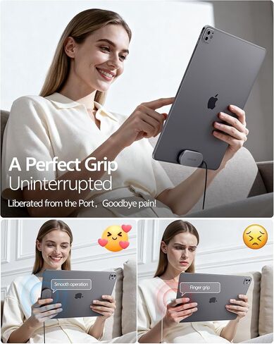 سلك شاحن لاسلكي مغناطيسي من LULULOOK لجهاز iPad Air 13 بوصة M4(2026)/M3/M2، شاحن سبائك الألومنيوم 18 وات شحن سريع لجهاز iPad Pro 12.9 بوصة 3rd/4th/5th/6th مع كابل USB-C بطول 6.5 قدم in Saudi Arabia