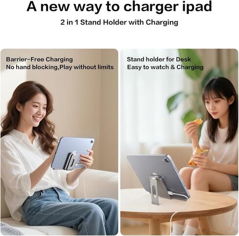 حامل شاحن لاسلكي مغناطيسي لجهاز iPad 10th A14؛ الطراز الأساسي 11th A16 (A2696، A2757، A3354، A3355) سبيكة موصل ذكي للشحن السريع 18 وات مع لوحة شاحن ipad اللاسلكية كابل USB-C (المحول غير متضمن) in Kuwait