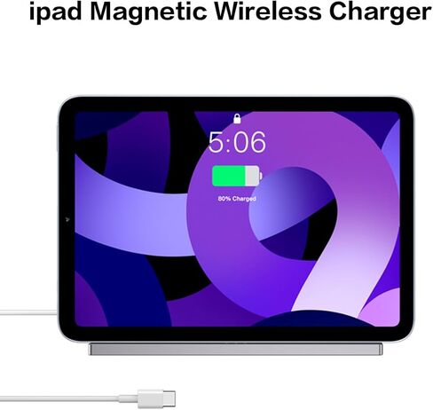 حامل شاحن لاسلكي مغناطيسي لجهاز iPad 10th A14؛ الطراز الأساسي 11th A16 (A2696، A2757، A3354، A3355) سبيكة موصل ذكي للشحن السريع 18 وات مع لوحة شاحن ipad اللاسلكية كابل USB-C (المحول غير متضمن) in Kuwait
