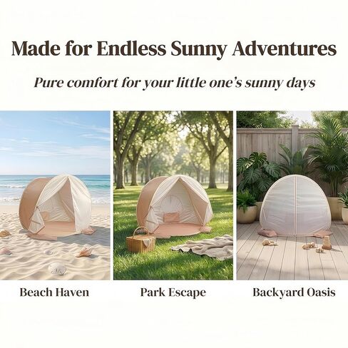 Baby Beach Tent, Pop Up Baby Tent with UV Protection, 37"x29"x33" Baby Sun Shade, Portable Baby Beach Essentials | 1.2lbs Lightweight, Sand-Proof Mesh Door, 4 Steel Stakes & Carry Bag in Saudi Arabia