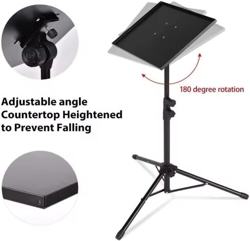 Adjustable Laptop Stand Tripod with Phone Mount – Portable Alloy Laptop Holder,Large Tray, Lightweight, for Office, DJ, Projector & Presentations – Black in Saudi Arabia