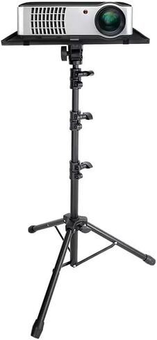 Adjustable Laptop Stand Tripod with Phone Mount – Portable Alloy Laptop Holder,Large Tray, Lightweight, for Office, DJ, Projector & Presentations – Black in Saudi Arabia