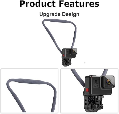 Neck Phone Mount for Action Cameras - Adjustable POV Cameras Holder for Vlogging, Cooking, Travel & Workouts-Black in Saudi Arabia