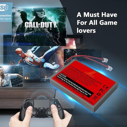 بطاريات قابلة لإعادة الشحن لوحدة تحكم PS4، حزمة واحدة 2000 مللي أمبير في الساعة LIP1522 PS4 بديلة مع قابس كبير وصغير لجهاز PlayStation 4 PS4 Dualshock 4 وحدة التحكم اللاسلكية in Kuwait