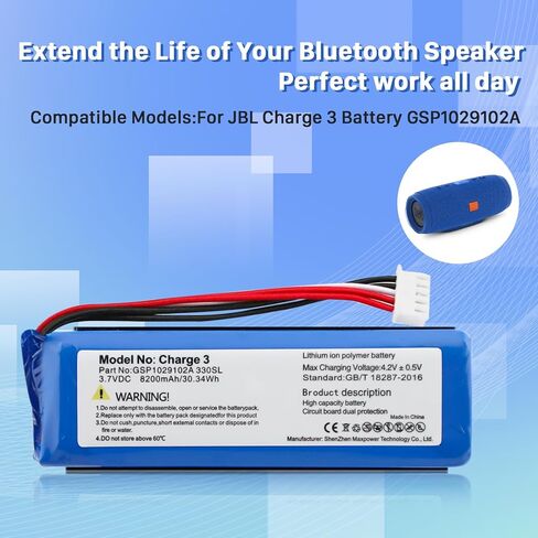 Battery for Charge 3, [2026 New Upgrade] 8200mAh Ultra High Capacity Li-Polymer Battery Replacement Compatible with Charge 3,GSP1029102A 330SL Speaker with Repair Tool Kit in Saudi Arabia