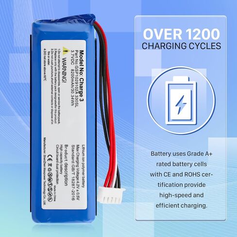 Battery for Charge 3, [2026 New Upgrade] 8200mAh Ultra High Capacity Li-Polymer Battery Replacement Compatible with Charge 3,GSP1029102A 330SL Speaker with Repair Tool Kit in Saudi Arabia