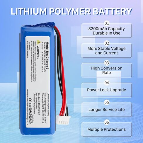 Battery for Charge 3, [2026 New Upgrade] 8200mAh Ultra High Capacity Li-Polymer Battery Replacement Compatible with Charge 3,GSP1029102A 330SL Speaker with Repair Tool Kit in Saudi Arabia