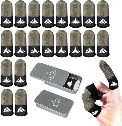 20 Pack Pure Silver Gaming Finger Sleeves Anti Slip Sweat Proof Covers Mobile Phone Gaming Gloves 0.15mm Dedales Gamer Profesionales Sensitive Touch Durable Gaming Thumb Sleeve for Pubg in Saudi Arabia