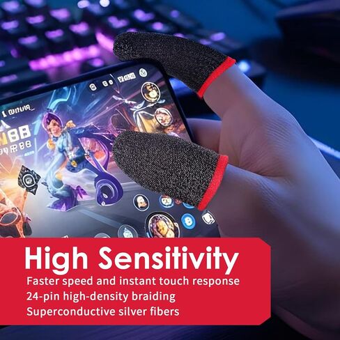 12 Pack Gaming Finger Sleeves, Ultra-Thin Silver Fiber Gaming Thumb Sleeves Compatible with All Touchscreen Devices, 0.3mm dedales Gamer for Enhanced Touchscreen Sensitivity in Saudi Arabia