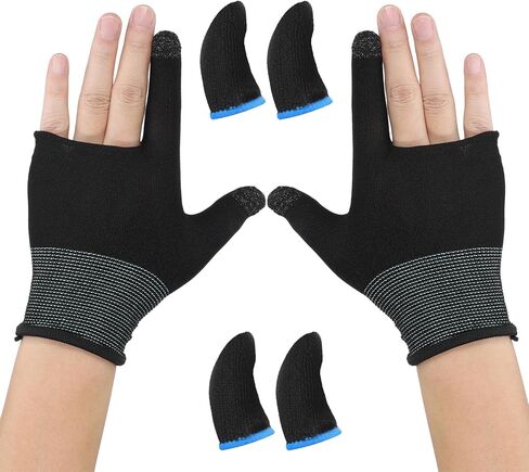 2 Pairs Mobile Gaming Gloves, Ultra-Thin Mobile Gaming Gloves Touchscreen Game Finger Sleeves Game Glove for Sweaty Hands Anti-Sweat Finger Sleeve Breathable for Phone Tablet Players Streamer in Saudi Arabia