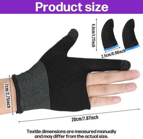 2 Pairs Mobile Gaming Gloves, Ultra-Thin Mobile Gaming Gloves Touchscreen Game Finger Sleeves Game Glove for Sweaty Hands Anti-Sweat Finger Sleeve Breathable for Phone Tablet Players Streamer in Saudi Arabia