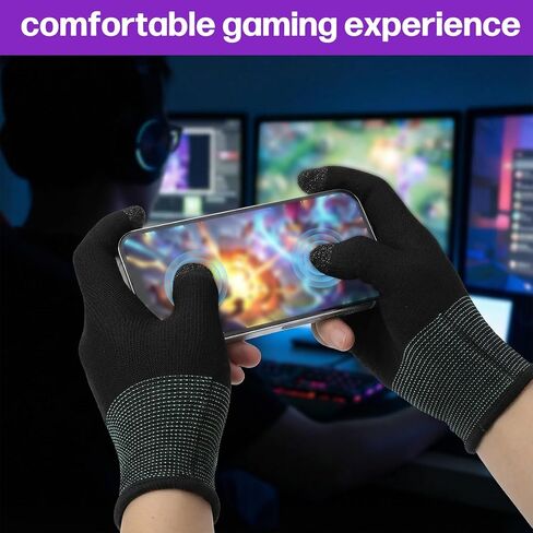 2 Pairs Mobile Gaming Gloves, Ultra-Thin Mobile Gaming Gloves Touchscreen Game Finger Sleeves Game Glove for Sweaty Hands Anti-Sweat Finger Sleeve Breathable for Phone Tablet Players Streamer in Saudi Arabia