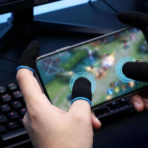 2 Pairs Mobile Gaming Gloves, Ultra-Thin Mobile Gaming Gloves Touchscreen Game Finger Sleeves Game Glove for Sweaty Hands Anti-Sweat Finger Sleeve Breathable for Phone Tablet Players Streamer in Saudi Arabia