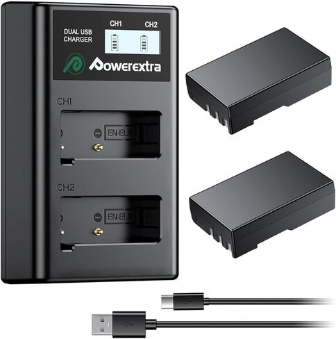 بطارية EN-EL9 قطعتان وشاحن USB بديل لبطاريات الكاميرا متوافق مع كاميرا Nikon EN-EL9 EN-EL9a EN-EL9e D40 D40X D60 D3000 D5000 SLR in Kuwait