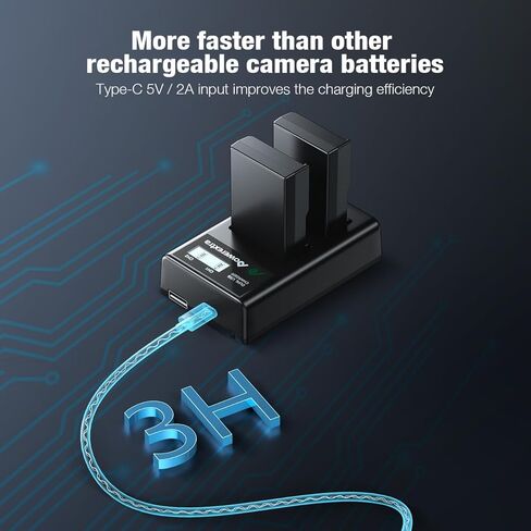 بطارية EN-EL9 قطعتان وشاحن USB بديل لبطاريات الكاميرا متوافق مع كاميرا Nikon EN-EL9 EN-EL9a EN-EL9e D40 D40X D60 D3000 D5000 SLR in Kuwait