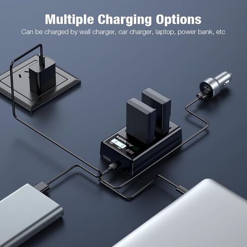 بطارية EN-EL9 قطعتان وشاحن USB بديل لبطاريات الكاميرا متوافق مع كاميرا Nikon EN-EL9 EN-EL9a EN-EL9e D40 D40X D60 D3000 D5000 SLR in Kuwait
