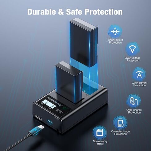 بطارية EN-EL9 قطعتان وشاحن USB بديل لبطاريات الكاميرا متوافق مع كاميرا Nikon EN-EL9 EN-EL9a EN-EL9e D40 D40X D60 D3000 D5000 SLR in Kuwait