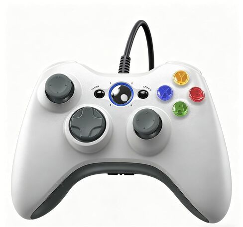 وحدة تحكم Xexvyrin X-box 360 سلكية، وحدة تحكم للكمبيوتر الشخصي متوافقة مع Microsoft X-box 360 وSlim/PC، مع عصا تحكم مطورة، صدمة مزدوجة، وظيفة صوتية (أبيض) in Saudi Arabia