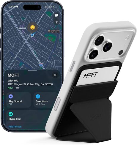 حامل محفظة MOFT MagSafe مع Apple Find My، حامل بطاقة هاتف مغناطيسي قوي نحيف للغاية وقابل للتتبع، حامل هاتف متعدد الزوايا قابل للتعديل 3 في 1 لسلسلة iPhone 17/16/15/14/13/12، أسود داكن in Saudi Arabia