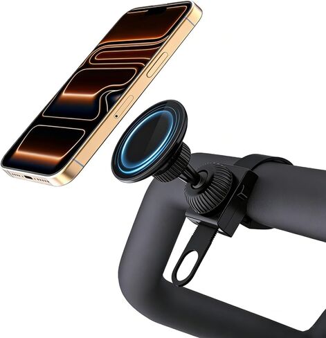 حامل هاتف مغناطيسي من Vitog Gym لـ MagSafe، مغناطيس 20X N52، مغناطيس قوي ثابت وآمن للهاتف مع حزام قابل للتعديل، مشبك تثبيت للهاتف لدراجة Peloton، معدات الصالة الرياضية، عربة الأطفال، جهاز المشي in Kuwait
