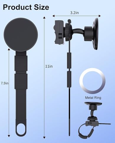 حامل هاتف مغناطيسي من Vitog Gym لـ MagSafe، مغناطيس 20X N52، مغناطيس قوي ثابت وآمن للهاتف مع حزام قابل للتعديل، مشبك تثبيت للهاتف لدراجة Peloton، معدات الصالة الرياضية، عربة الأطفال، جهاز المشي in Kuwait