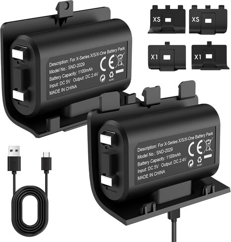 2 Pack 1100mAh Rechargeable Controller Battery Pack with 4 Back Covers for Xbox Series S|X/Xbox One S/X/One Elite Remote Play,Charge Kit Included Type-C Charging Cable in Saudi Arabia