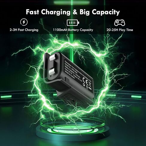2 Pack 1100mAh Rechargeable Controller Battery Pack with 4 Back Covers for Xbox Series S|X/Xbox One S/X/One Elite Remote Play,Charge Kit Included Type-C Charging Cable in Saudi Arabia