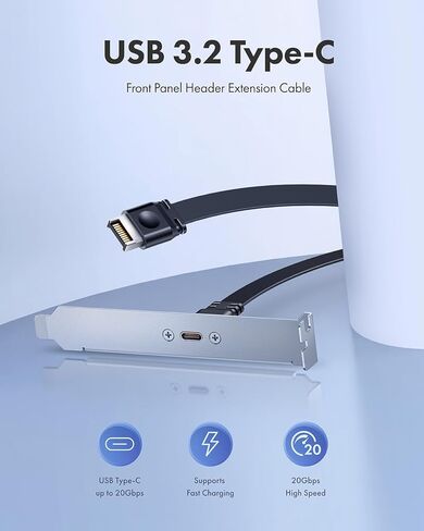 ineo USB 3.2 Gen 2x2 20 Gbps Type-C بطاقة توسيع اللوحة الخلفية مع دعامة PCI - رأس داخلي من النوع E إلى توسيع منفذ USB-C [CA09] in Kuwait