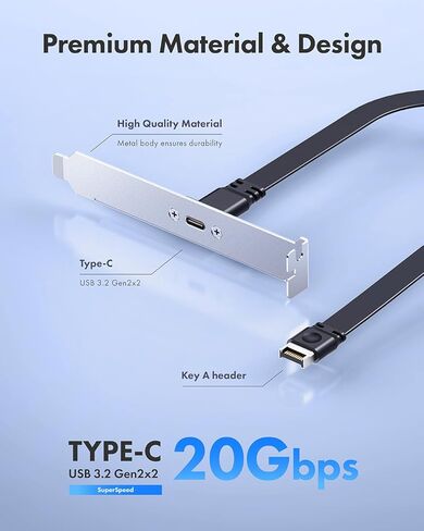 ineo USB 3.2 Gen 2x2 20 Gbps Type-C بطاقة توسيع اللوحة الخلفية مع دعامة PCI - رأس داخلي من النوع E إلى توسيع منفذ USB-C [CA09] in Kuwait