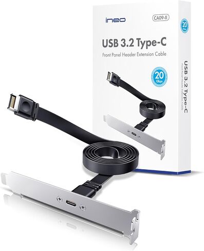 ineo USB 3.2 Gen 2x2 20 Gbps Type-C بطاقة توسيع اللوحة الخلفية مع دعامة PCI - رأس داخلي من النوع E إلى توسيع منفذ USB-C [CA09] in Kuwait