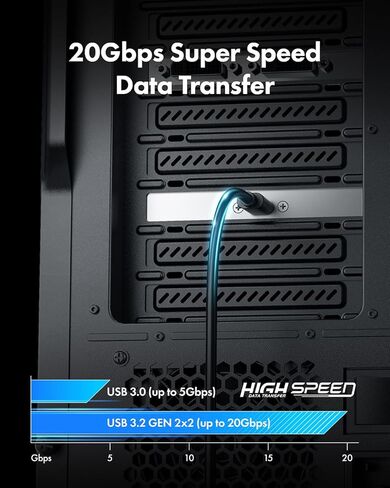 ineo USB 3.2 Gen 2x2 20 Gbps Type-C بطاقة توسيع اللوحة الخلفية مع دعامة PCI - رأس داخلي من النوع E إلى توسيع منفذ USB-C [CA09] in Kuwait