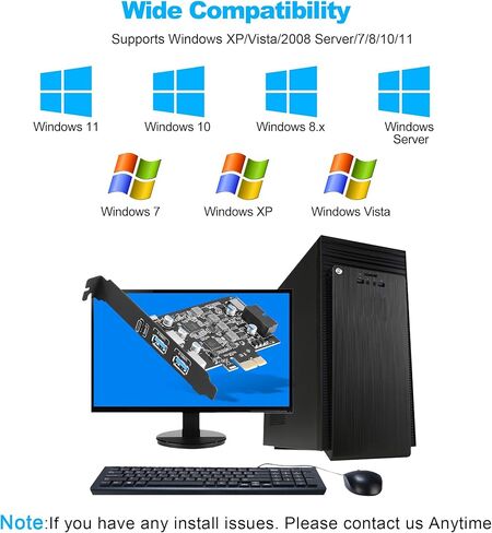 بطاقة توسيع USB 3.0 PCIe، 5 منافذ (2X USB-A + 1x USB-C + Type-E + رأس 19 سنًا) بطاقة PCI Express مع دعم UASP، التوصيل والتشغيل لنظام التشغيل Windows 11/10/8/Linux، تتضمن دعامة منخفضة المستوى in Kuwait