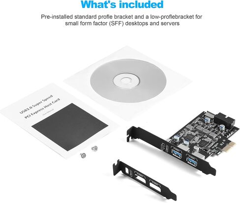 بطاقة توسيع USB 3.0 PCIe، 5 منافذ (2X USB-A + 1x USB-C + Type-E + رأس 19 سنًا) بطاقة PCI Express مع دعم UASP، التوصيل والتشغيل لنظام التشغيل Windows 11/10/8/Linux، تتضمن دعامة منخفضة المستوى in Kuwait