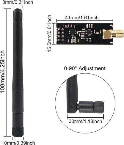 2Pcs NRF24L01+PA+LNA 2.4GHz Wireless Transceiver Module with SMA Antenna & Breakout Adapter 1100m Range On-Board 3.3V Regulator for Arduino in Saudi Arabia