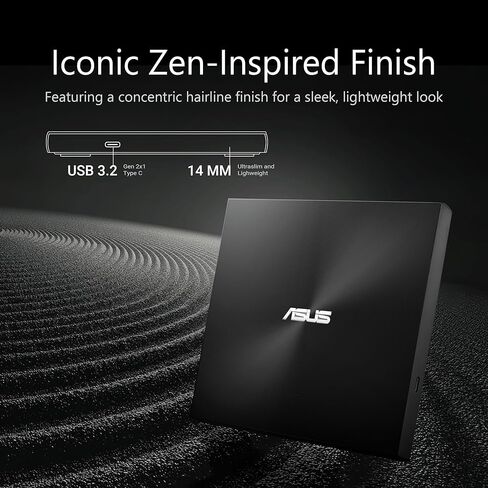 ASUS ZenDrive U3M - ناسخ أقراص DVD خارجي رفيع للغاية، واجهة USB 3.2 Gen2x1 Type-C، متوافق مع Windows 11 وmacOS، دعم M-DISC، حلول نسخ احتياطي شاملة متضمنة in Kuwait
