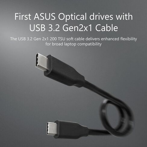 ASUS ZenDrive U3M - ناسخ أقراص DVD خارجي رفيع للغاية، واجهة USB 3.2 Gen2x1 Type-C، متوافق مع Windows 11 وmacOS، دعم M-DISC، حلول نسخ احتياطي شاملة متضمنة in Kuwait