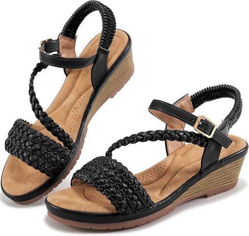 Aomigoct Wedge Sandals for Women Dressy: Comfortable Strappy Womens Platform Sandals - Casual Summer Wedding Walking Shoes in Saudi Arabia