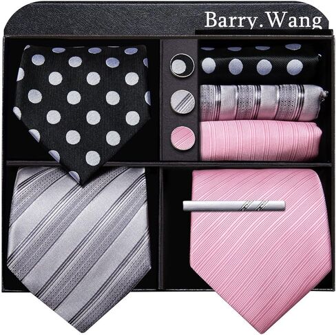 Barry.Wang مجموعة ربطات العنق الرجالية الحريرية لحفلات الزفاف المنسوجة من الحرير الرسمي غير الرسمي (4/6/8 قطعة) in Kuwait