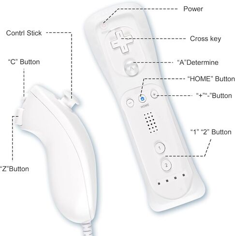 جهاز تحكم عن بعد لجهاز Wii، وحدة تحكم Wii عن بعد مع وحدة تحكم Nunchuck Wii، جهاز تحكم Wii ريترو وأجهزة تحكم Nunchuck مع حافظة من السيليكون وحزام لجهاز Wii وWii U in Kuwait
