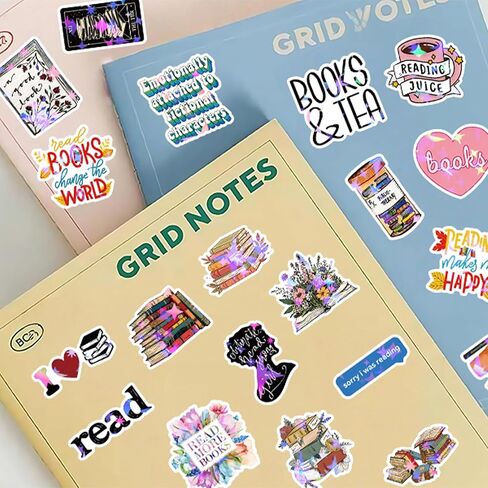 100PCS Book Holographic Stickers Funny Bookish for Cute Vinyl Waterproof Reading Journal Kindle Water Bottles Stickers for Aesthetic Laptop Kindle Inserts in Saudi Arabia