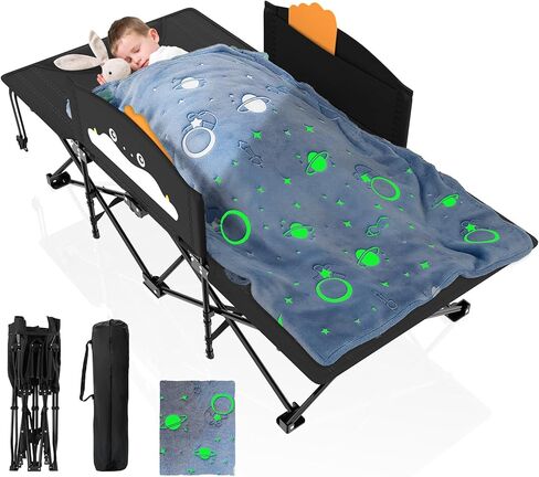 Suteck Kids Camping Cot, Comfortable Toddler Cot Bed Easy to Store and Use, Portable Sleeping Cot with Guardrail, Lightweight Bed for Outdoor Indoor Home in Saudi Arabia