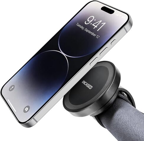 ENCASED Magnetic Phone Holder for Stroller Bar, Compatible with MagSafe, Secure Mount Adjustable Strap, Strong Magnets, for Peloton Bike Handlebars in Saudi Arabia