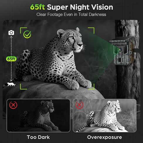 كاميرا تعمل بالطاقة الشمسية بدقة 4K بدقة 64 ميجابكسل، واي فاي بلوتوث، مشغل سريع 0.2 ثانية، تنشيط حركة الرؤية الليلية بطول 65 قدمًا، مقاومة للماء IP66، كاميرا ألعاب قابلة لإعادة الشحن مع بطاقة Micro SD سعة 32 جيجابايت لاستكشاف الحياة البرية in Kuwait