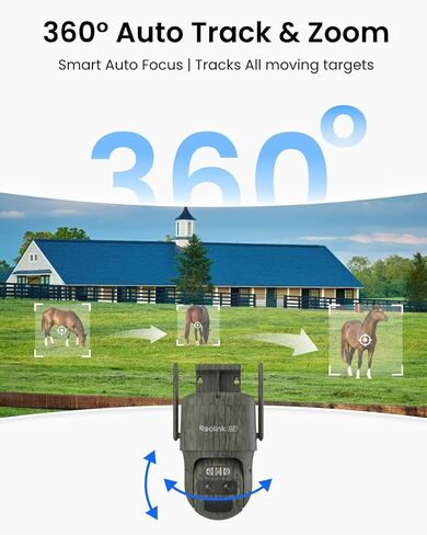 REOLINK 4K Dual Lens 360° 4G Cellular Security Camera, Wireless Auto Tracking Trail Camera, Auto 6X Hybrid Zoom, Smart Detection, No-Glow IR, Waterproof for Wildlife, TrackMix LTE Trail in Saudi Arabia