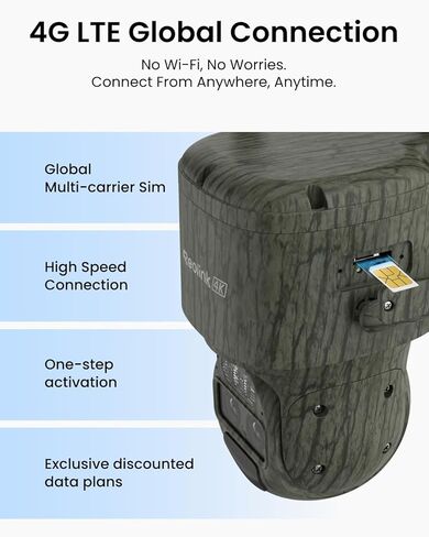 REOLINK 4K Dual Lens 360° 4G Cellular Security Camera, Wireless Auto Tracking Trail Camera, Auto 6X Hybrid Zoom, Smart Detection, No-Glow IR, Waterproof for Wildlife, TrackMix LTE Trail in Saudi Arabia