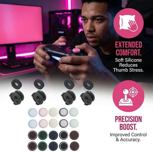 RGNEIN Controller Accessories Thumbstick Grips Fit for Xbox, 2 Pairs HIGH Stick, 20 PCS Joystick Thumb Grips Extenders and 4 PCS Precision Rings Attachments Fit for Xbox One & Series X Control in Saudi Arabia