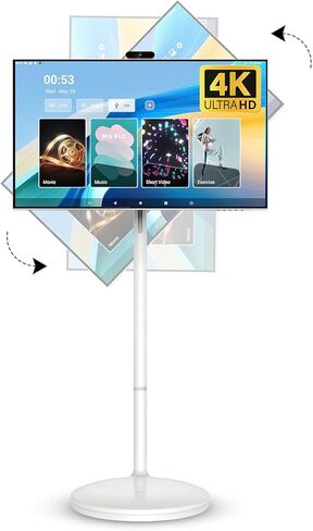 تلفزيون ذكي محمول مقاس 32 بوصة بدقة 4K، وحدة معالجة مركزية Qualcomm، معتمد من EDLA، بطارية مدمجة بقدرة 20000 مللي أمبير في الساعة، 8+128 جيجابايت، نظام تشغيل Android، شاشة لمس دوارة على العجلات، ماوس هوائي عن بعد، مع كاميرا ويب بدقة 5 ميجابكسل in Kuwait