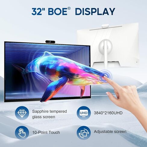 تلفزيون ذكي محمول مقاس 32 بوصة بدقة 4K، وحدة معالجة مركزية Qualcomm، معتمد من EDLA، بطارية مدمجة بقدرة 20000 مللي أمبير في الساعة، 8+128 جيجابايت، نظام تشغيل Android، شاشة لمس دوارة على العجلات، ماوس هوائي عن بعد، مع كاميرا ويب بدقة 5 ميجابكسل in Kuwait